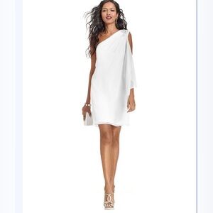 JS Boutique One-Shoulder White Cocktail Dress